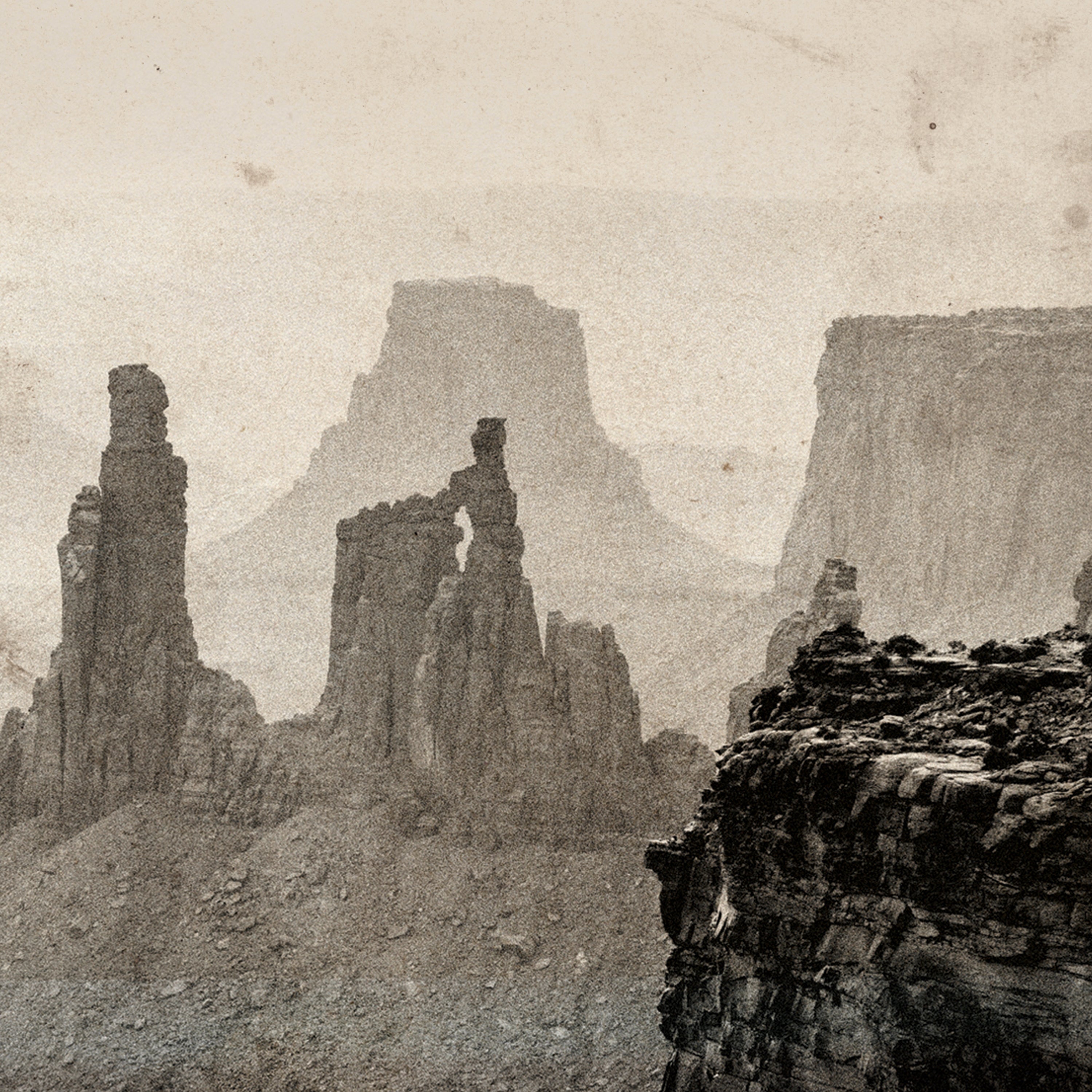 Sepia image of colorado plateau area
