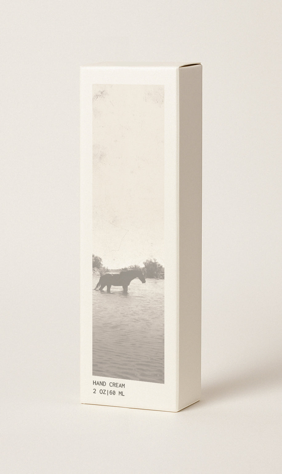 Image of Memory No 06 hand cream box with image of horse in the river on the box